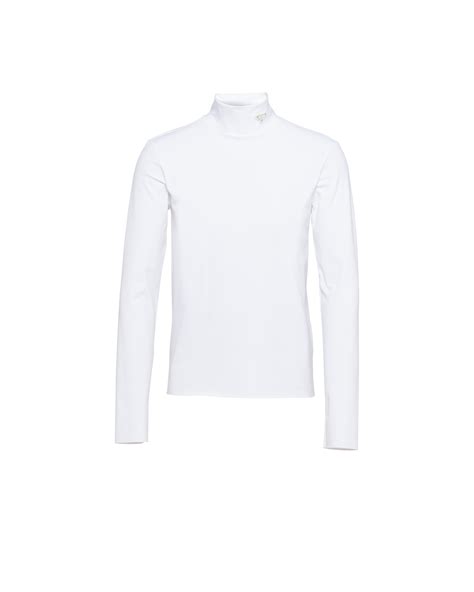 prada turtleneck white|White Stretch Cotton Turtleneck .